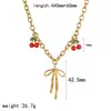 Aliexpress Celebridad de Internet Colgante de Fruta Personalizado Collar de Acero Inoxidable Cadena para Clavícula Versátil de Mujer Pendientes Conjunto de Joyería