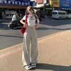 Jeans Sueltos de Cintura Alta Estilo Retro Americano para Mujer, Pantalones Rectos con Dobladillo para Otoño e Invierno, Estampado Tie-Dye de Pierna Ancha, Diseño de Nicho
