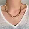 Collar de Perlas Familia S Color Dorado Champagne para Mujer Lujoso Accesible de Clase Alta Nicho Elegante Exquisito Collar Nuevo Estilo 2025