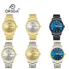 Relógio Masculino Orsga Aço Dourado e Preto Calendário Duplo com Diamantes, Estilo de Negócios Fashionável, Transmissão ao Vivo do Fabricante, Relógio de Pulso a Quartzo Transfronteiriço para Homens