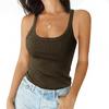Top sin mangas de moda europea y americana para mujer de Amazon transfronterizo, chaleco de color sólido, sexy, de cuello redondo, para usar como base o interior.