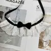 Gola falsa de renda com laço estilo coreano para pet, babador de renda, acessório xadrez para cachorro, babador para gato, cachecol para buldogue francês