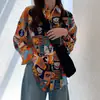 Otoño 2025 Nueva Camisa Floral Estilo Retro Hong Kong Ropa Exterior Conjunto de Pareja Holgado Versátil Manga Larga Coreano
