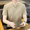 Camiseta de Manga Corta para Hombre, Delgada, de Moda, Verano 2026, Nueva Tendencia, Cuello Redondo, Sensación de Hielo, Transpirable, Capa Base, Top de Media Manga