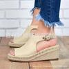 Sapatos Femininos de Verão 2021 Dropshipping Comércio Exterior Europeu e Americano Tamanho Grande Amazon Ebay Tamanhos 43 Sandálias Plataforma com Corda de Cânhamo