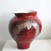 Vaso Cerâmico Redondo Vermelho Estilo Chinês Moderno Sala de Estar Ornamentos de Flores Quarto Modelo Casa de Temporada Entrada Decorações de Alto Padrão