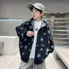 Nueva chaqueta casual de otoño para niños, ropa infantil de primavera y otoño, camisa con cremallera de estrella de cinco puntas para estudiante de secundaria