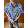 Camisa de Manga Corta para Hombre, Verano Holgada Casual Estampada Letra Cuadros Chaqueta, Estilo Delgado Camisa Fresca