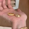 Anillo Vintage de Hebilla de Lingote Cepillado para Mujer, Nicho Lujo Ligero Gama Alta Retro Versátil Anillo Abierto