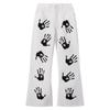 Calça Flare Estampa de Palmeira Unissex Hip-Hop Estilo de Rua Americano Calças Hip-Hop Largas Emagrecedoras Florais Tendência