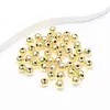 Contas Redondas Vazadas Preserva-Cor Preenchidas com Ouro 14K Contas Soltas para DIY 3mm 4mm Pequenas Contas Douradas Acessórios para Joias