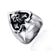 Anillo de acero inoxidable al por mayor pulsera vintage anillo de calavera de melocotón negro de acero de titanio para hombre