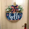 Amazon Transfronteiriça Festival do Dia da Independência dos EUA Placa de Boas-Vindas Decoração de Porta da Frente Artesanato em Madeira Listado