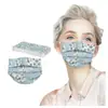 Máscara Descartável para Adultos Máscara Facial Protetora Três Camadas com Impressão Meltblown Flor de Pessegueiro Estampa da Moda Suporte Transfronteiriço para Cabelo