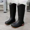Botas de Lluvia Estilo Coreano para Mujer, Botas de Lluvia de Caña Alta a la Moda, Forradas de Felpa, Cálidas, Zapatos de Agua de Tubo Largo, Zapatos de Goma Impermeables y Antideslizantes para Días Lluviosos