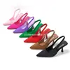 Zapatos de Mocasín con Punta Aguda de Estilo Europeo y Americano con Correa Trasera, Nuevas Sandalias de Tacón Alto de Gran Tamaño de Estilo Europeo y Americano al por Mayor