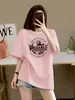 Camiseta de Manga Corta para Mujer de Alta Gama Color Gris Oscuro, Nuevo Estilo Verano 2025, Algodón Puro, Top Holgado Estilo Europeo Oversize, Camiseta de Moda