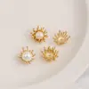 Preserva el Color Oro Real Clad en Cobre 14K Corazón de Flor Estambres Perla Flor de Sombrero Soporte Flor Material para Joyería de Flor Envuelto con Alambre Accesorios Hechos a Mano Pasador