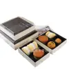 Caja de embalaje para frutas con tapa, transparente, para porcionar postres horneados, caja de pastel de cuatro compartimentos, caja de frutas cortadas multi-rejilla para uso doméstico