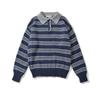 Comercio Exterior Transfronterizo Ropa de Mujer 2025 Verano Nuevo Estilo Retro Americano Color de Contraste Rayas Cuello Polo Camisa de Punto Top de Dos Tonos