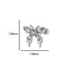 Nuevo acero inoxidable con circonita incrustada en cobre, estilo princesa dulce femenino, mariposa que combina con todo, perforación de cartílago, clavo para hueso de la oreja