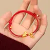 Pulsera de Pareja Atrae Fortuna y Bendiciones, Plata Pura, Año del Caballo, Nuevo Estilo Chino, Pulsera de Hilo Rojo para el Año de Nacimiento, Joyería de Mano Tradicional con Caballo Pequeño de Oro