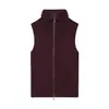 Comercio exterior transfronterizo ropa de mujer artículo popular 2026 verano nuevo retro europeo y americano burdeos cuello alto cremallera chaleco