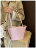 Bolsa de lona de nailon estilo coreano para mujer, ligera y versátil para el verano, adecuada para ir al trabajo, bolso de mano de lona, bolso de hombro, bolso tipo cubo para el hombro, moderno