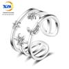 Anel Dupla Camada Estrela Lua Feminino Estilo Japonês e Coreano Tendência Design de Anel de Diamante Senso de Design Nicho Vento Frio Multianel Peça de Mão