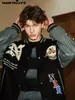 Chaqueta de Béisbol Transfronteriza Estilo Americano para Hombres y Mujeres, Chaqueta de Piloto, Abrigo Retro de Primavera y Otoño Bordado de Moda para Parejas Estilo Universitario
