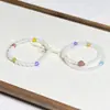 Pulseiras Empilhadas de Ágata Branca Natural com Círculos Duplos, Pulseiras Populares de Design Nicho Estilo Chinês para Mulheres, Joias Mais Vendidas de Feira Noturna