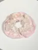 Elástico de Cabelo Scrunchie Listrado com Renda Estilo Coreano para Mulheres, Acessório de Cabelo Suave e Elegante, Elástico de Cabelo Scrunchie Estilo Coreano
