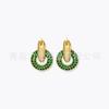 Europeu e Americano Retro Cobre chapeado Real Gold Metal Circle Incrustado Brincos de Qualidade Zircon Colorido Brincos Brincos
