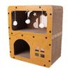 Vila de Gato de Três Camadas com Arranhador e Cama para Gato, Casa Multifuncional para Gatos para Autoentretenimento e Descanso, Resistente a Arranhões, Em Estoque do Fabricante