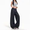 Jeans casuales de pierna ancha estilo retro americano para mujer, versión fina de primavera y otoño 2026, corte holgado, adelgazantes, versátiles, pantalones largos hasta el suelo