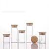 Fabricante Original Tapa de Bambú de 37 mm Boca Recta Vidrio de Borosilicato Alto Botella de Vidrio Pequeña Botella de Mensaje en una Botella Mini Botella de Almacenamiento de Frijoles Dorados