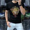 2023 Nova Camiseta Masculina de manga curta Moda Estampada Camisa Gola Tartaruga Masculina Slim-fit Verão Top All-match Trendy