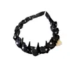 Diadema de Felpa con Corona Alta de Lunares para Otoño e Invierno Estilo Coreano Nueva Diadema Negra para Mujeres con Dientes Antideslizante para Lavarse la Cara