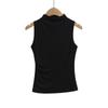 2541-25 Nuevo Estilo de Verano Estilo Europeo y Americano Sexy Pura Pasión Sexy Plisado Delgado Media Cuello Alto Chaleco Básico Casual