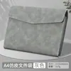 Bolsa Personalizada para Documentos A4, Organizador de Arquivos de Grande Capacidade, Pasta com Fecho de Botão, Pasta Executiva de Couro Sintético