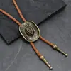 Chapéu Vintage de Brim com Estrela de Cinco Pontas, Corrente Longa para Suéter de Corda de Couro Unissex para Casal, Pingente de Gravata Bolo Tie Colar da Moda