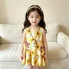 Vestido de Verano para Niñas, Fresco y Elegante Estilo Coreano Vestido de Vacaciones en la Costa, Vestido sin Mangas tipo Chaleco con Pintura al Óleo de Colores