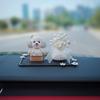 Adornos para el Interior del Coche, Adornos para Coche con Cabeza Oscilante, Perro Teddy de Pedrería, Gato de la Suerte para Coche, Conductora Independiente Transfronterizo