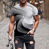 Europeu e Americano explosivo geométrico padrão abstrato manga curta personalizado moda impressão 3D T-shirt verão solto meia manga roupas maré
