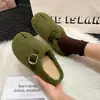 Sapatos Peludos Femininos Fechados Meia-Pantufa Novo Estilo Outono/Inverno Quentes com Lã Sapatos Preguiçosos Birkenstock Pantufas Peludas
