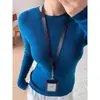 Blusa de tricô verde abacate de manga comprida para mulheres, outono e inverno, justa, modeladora, básica, simples