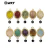WT-C336 Conector de Colgante con Gema de Color Ovalada Incrustada de Circonita Accesorios para Pendientes de Niña Collares