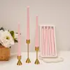 Paquete de 4 Velas Largas Doradas Románticas Banquete de Boda Cumpleaños Comida Occidental Impresas Decoración del Hogar Vela de Aromaterapia