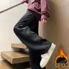 Pantalones largos casuales de estilo nuevo con forro polar para otoño e invierno, para estudiantes de secundaria y preparatoria, pantalones deportivos elegantes de pierna recta para adolescentes