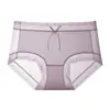 Pantalones de Seda Helada de Cintura Media Piel de Leche Sin Costuras Verano Alta Elasticidad Frescos Transpirables Entrepierna de Ancho Extendido Ropa Interior de Satén y Encaje de Cintura Media